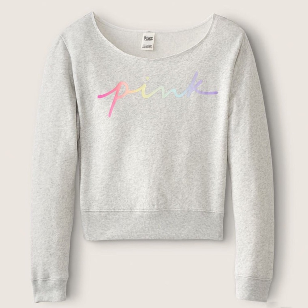 OFF THE SHOULDER SWEATSHIRT rainbow logo